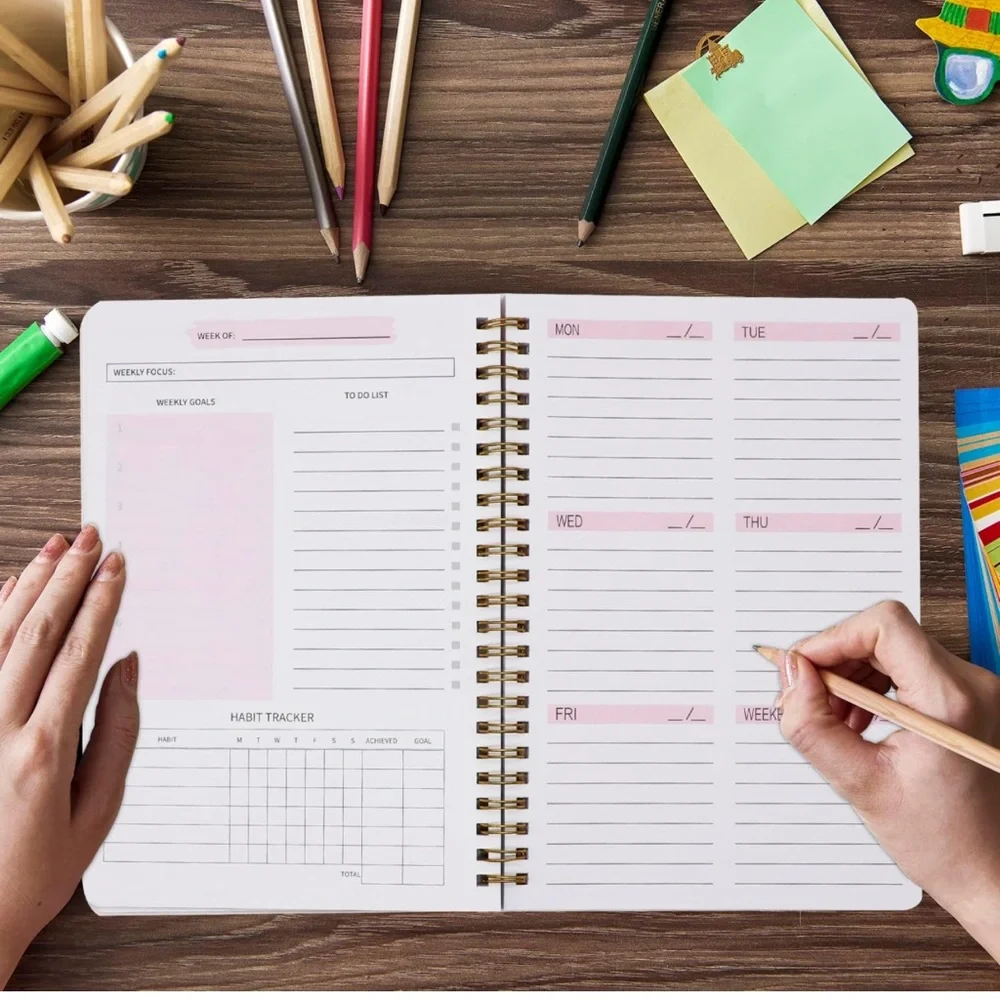 NIP Undated Weekly Planner A5 To Do List Planner Spiral Binding Goal Planner